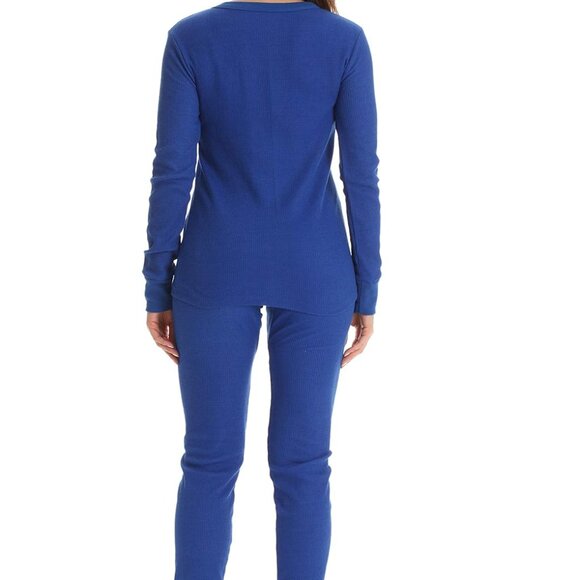 Feminine Women's Thermal Pajama Set - Large Royal Blue - Perfect for Layering - Picture 3 of 3